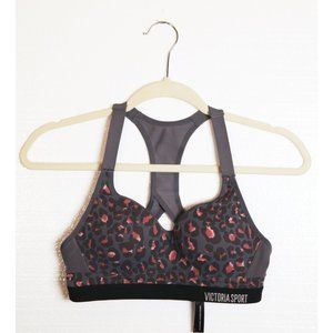 Victoria Sport Incredible Bra Gray with Black Brown Centered Leopard Print 32A